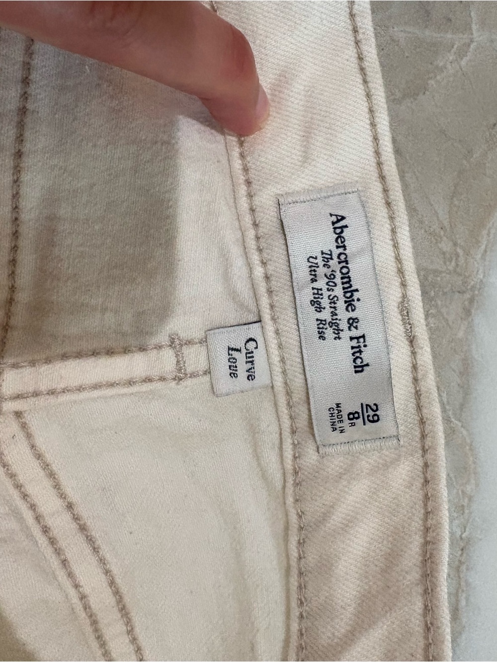 SOLD OUT Abercrombie & Fitch Cream Wide-Leg Utility Jeans - Picture 8 of 10